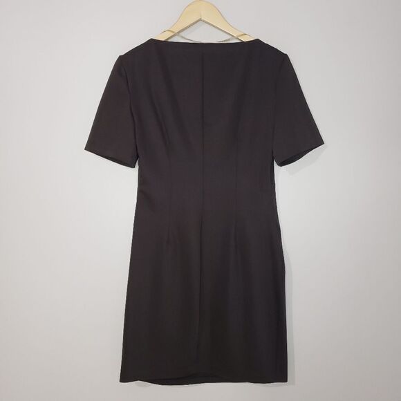Jeanne D'arc NWT Medium Dark Brown Short Sleeve Scoop Neck Dress with Bow - Picture 6 of 16